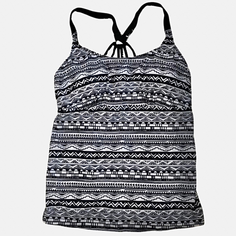 Black and White Graphic Bathing Suit Top